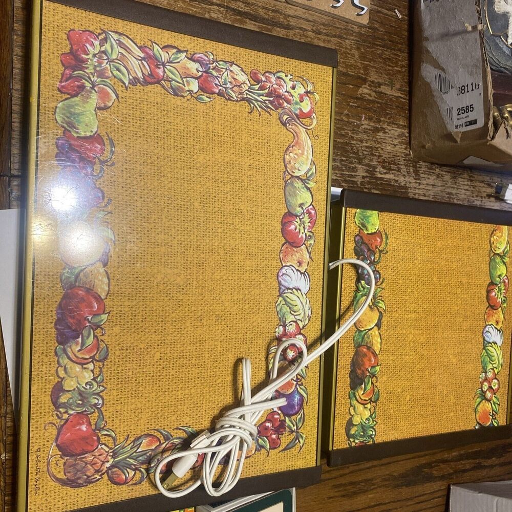 Set Of 2 Vintage Fruits And Veggies Warm O Trays